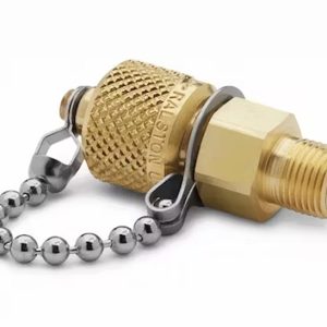 QTFT-1MB1 1/8" male NPT x male Quick-test, with check-valve, with cap and chain, brass