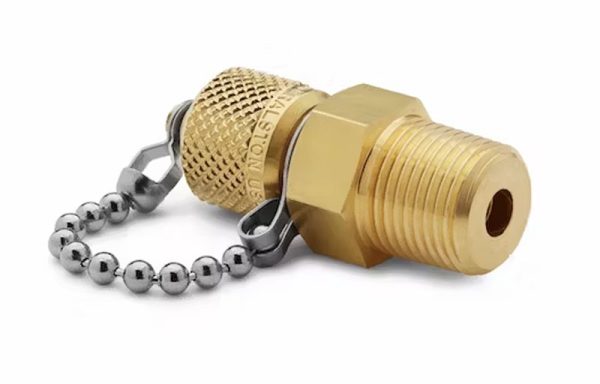 QTFT-3MB0 3/8" male NPT x male Quick-test, no check-valve, with cap and chain, brass